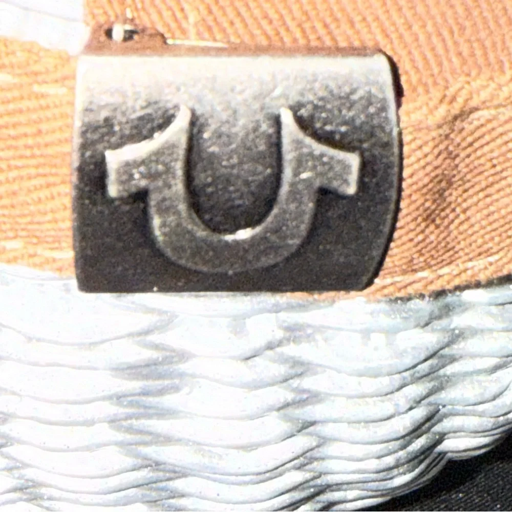 True Religion Brown Hat with White and Gold Embroidery